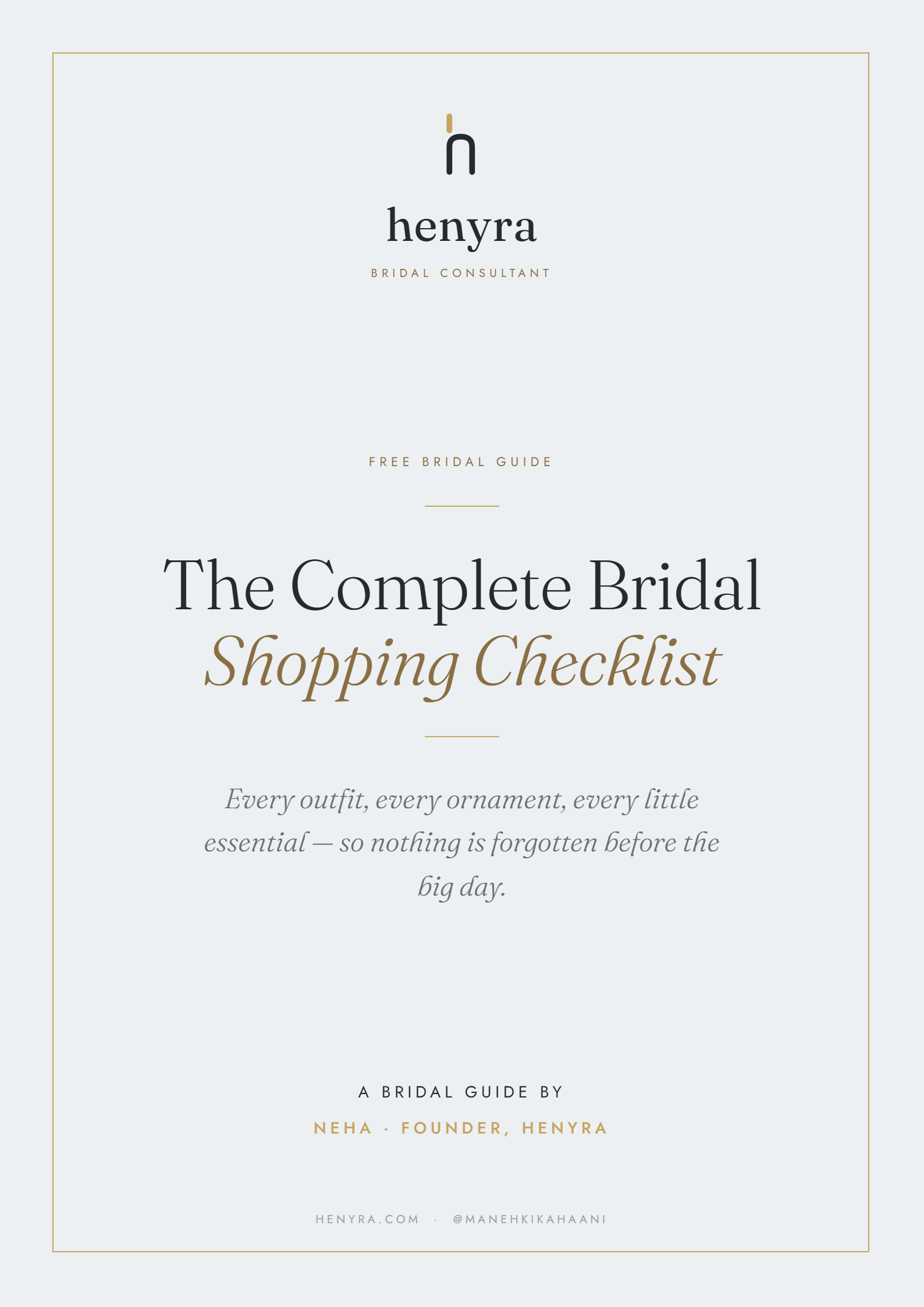Bridal Shopping Checklist — henyra guide cover